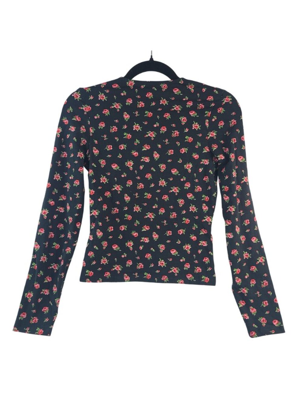 NWOT Sézane Lydia Black Floral Button-Front Long-Sleeve Top Size S Cotton Blend - Picture 7 of 7
